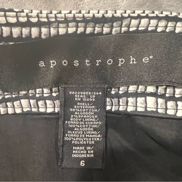 Apostrophe snap closure Black And White coat jacket Size 6 - Picture 6 of 7